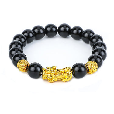 Feng Shui Black Obsidian Pixiu Wealth Bracelet